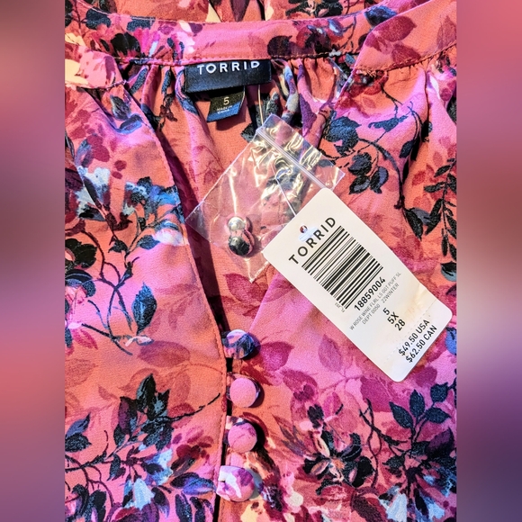 TORRID, NWT, Georgette Puff Sleeve, Peasant Blouse, Size 5X - Picture 2 of 15